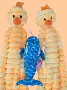(3) Dog Toy Lot Stuffed Plush Chick Snuggler Squeaker Whale Sea NEW Multipet